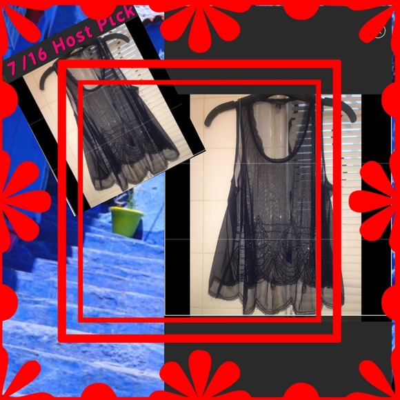 American Eagle Outfitters Tops - AE Mesh Sheer Beaded Blouse